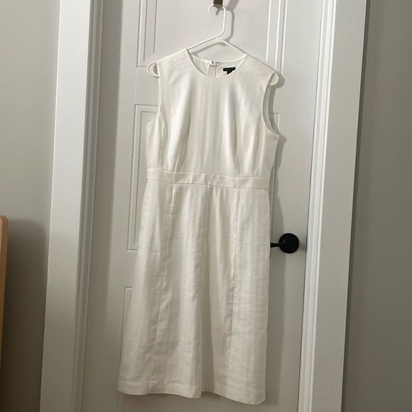 Ann Taylor White Linen Blend Sheath Dress - Picture 1 of 5